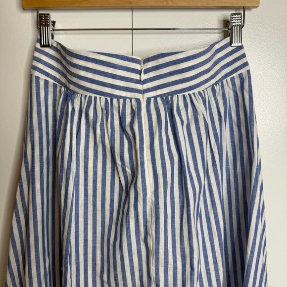 Sézane Blue White Striped Linen Cotton Maxi Skirt with Slit NWT US 6 - Picture 4 of 12